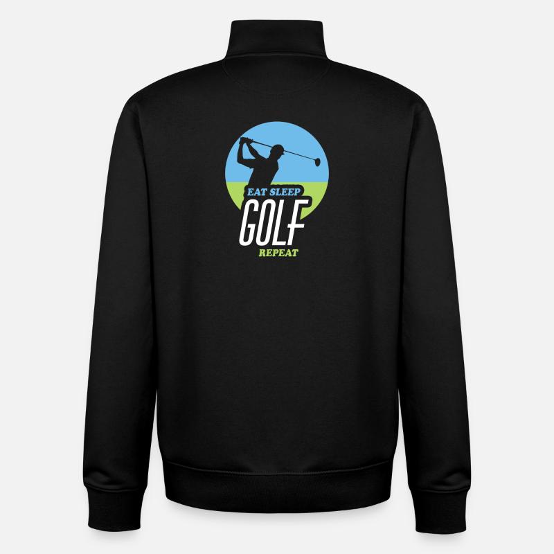 Eating, Sleeping, Golfing, Repeating - Unisex Organic Zip Sweatshirt by Stanley/Stella - black