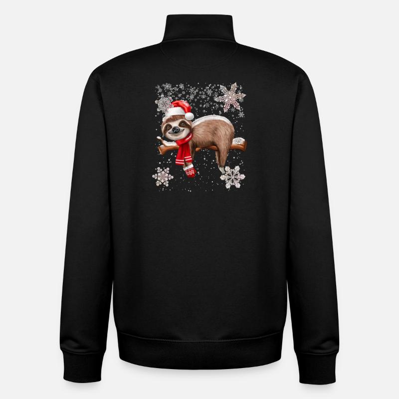 Paresseux de Noël mignon - Sweat zippé unisexe en coton bio Stanley/Stella - noir
