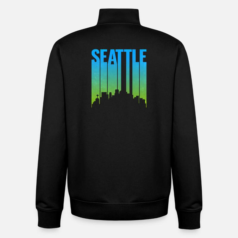 Seattle Neon Skyline Kunstdruck - Unisex Organic Zip Sweatshirt von Stanley/Stella - Schwarz