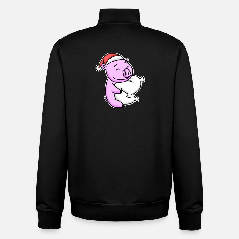 Cochon Noël Sommeil Sommeil Sommeil - Sweat zippé unisexe en coton bio Stanley/Stella - noir