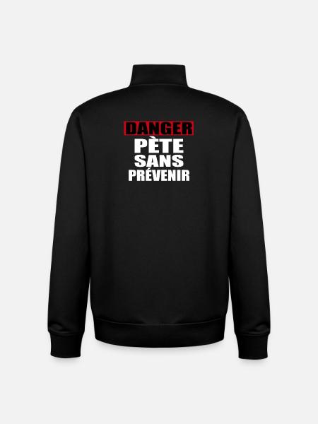 Danger Pete Sans Prévenir - Sweat zippé unisexe en coton bio Stanley/Stella - noir