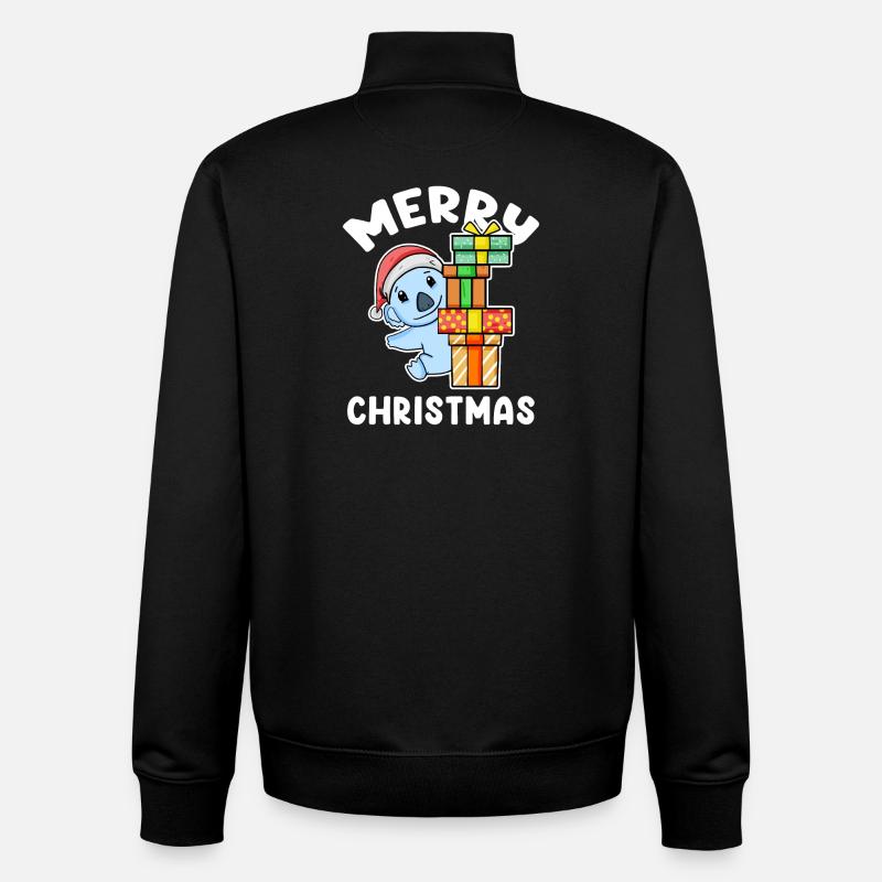 Joyeux Noël Koala avec cadeaux - Sweat zippé unisexe en coton bio Stanley/Stella - noir