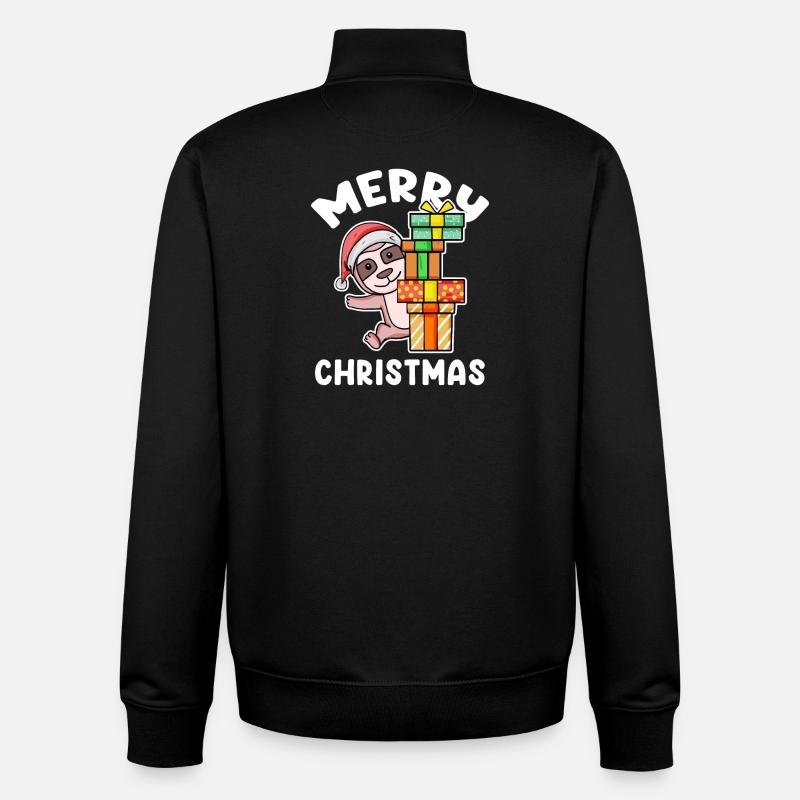 Joyeux Noël Paresseux - Sweat zippé unisexe en coton bio Stanley/Stella - noir