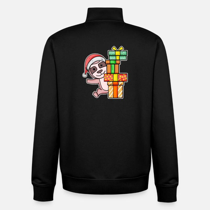 Paresseux de Noël avec cadeaux - Sweat zippé unisexe en coton bio Stanley/Stella - noir