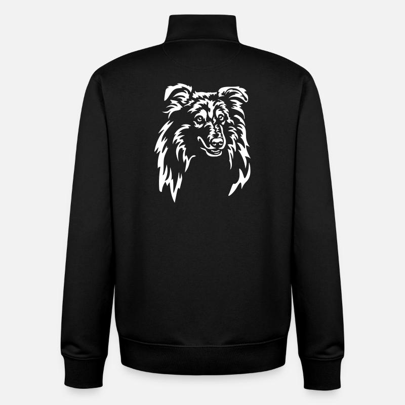 Sheltie Head "Black Edition" - Unisex Organic Zip Sweatshirt by Stanley/Stella - black