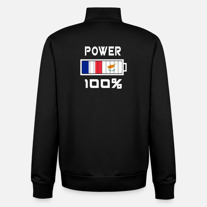 Chypre et France Power 100 % - Sweat zippé unisexe en coton bio Stanley/Stella - noir