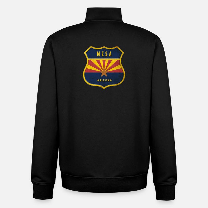 Mesa Arizona flag crest design - Unisex Organic Zip Sweatshirt by Stanley/Stella - black