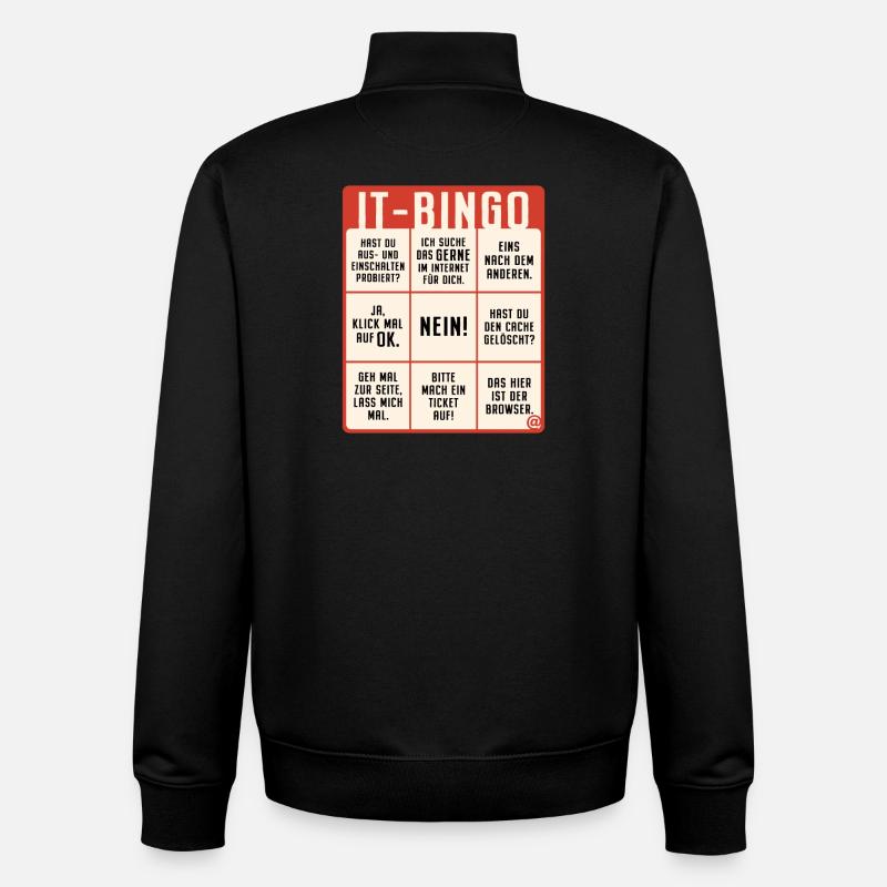 IT Support Bingo Service Desk IT Helpdesk Sysadmin - Unisex Organic Zip Sweatshirt von Stanley/Stella - Schwarz