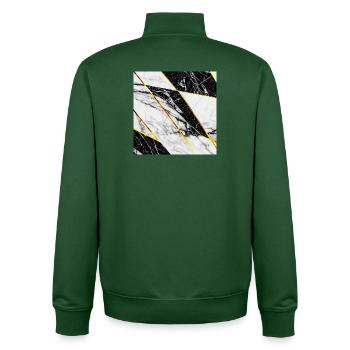 Marble Black White Gold Mosaic Geometric - Unisex Organic Zip Sweatshirt by Stanley/Stella - bottle green - Back - AI Model Male 185 dark (185cm)