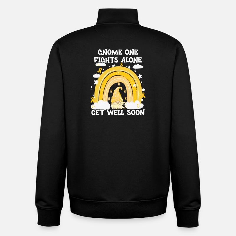 Gnome One Fights Alone Sarkomkrebs - Unisex Organic Zip Sweatshirt von Stanley/Stella - Schwarz
