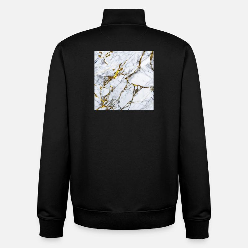 Marble White Gold Texture - Unisex Organic Zip Sweatshirt by Stanley/Stella - black