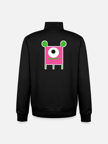 Pink Cyclops Monster | Funny Square Alien - Unisex Organic Zip Sweatshirt by Stanley/Stella - black
