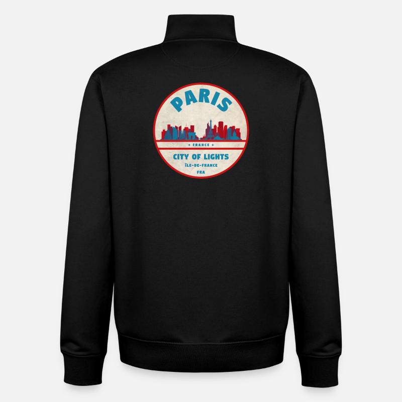Pariser Stadtlichter Retro Abzeichen - Unisex Organic Zip Sweatshirt von Stanley/Stella - Schwarz