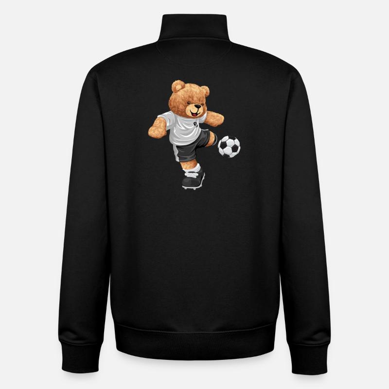 Teddy Kicker im Fußballlook - Unisex Organic Zip Sweatshirt von Stanley/Stella - Schwarz