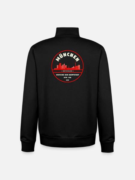 Munich Skyline Stamp Red Badge - Unisex Organic Zip Sweatshirt by Stanley/Stella - black