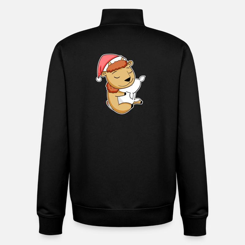 Bison Noël Sommeil Sommeil Sommeil - Sweat zippé unisexe en coton bio Stanley/Stella - noir