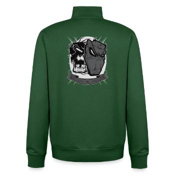 Masque du diable - Sweat zippé unisexe en coton bio Stanley/Stella - vert bouteille - Dos - AI Model Male 185 dark (185cm)