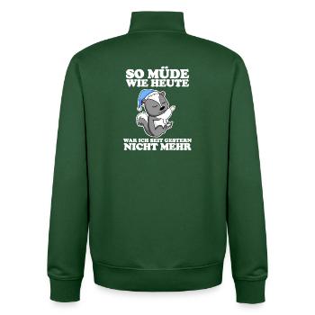 Müde Spruch lustig mit Stinktier Motiv - Unisex Organic Zip Sweatshirt von Stanley/Stella - Flaschengrün - Hinten - AI Model Male 185 dark (185cm)