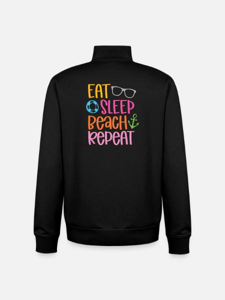 Eat Sleep Beach Repeat - Unisex Organic Zip Sweatshirt by Stanley/Stella - black