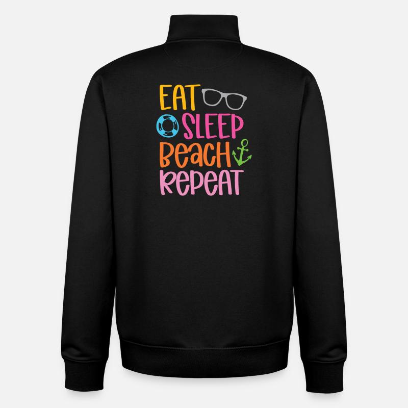 Eat Sleep Beach Repeat - Unisex Organic Zip Sweatshirt von Stanley/Stella - Schwarz