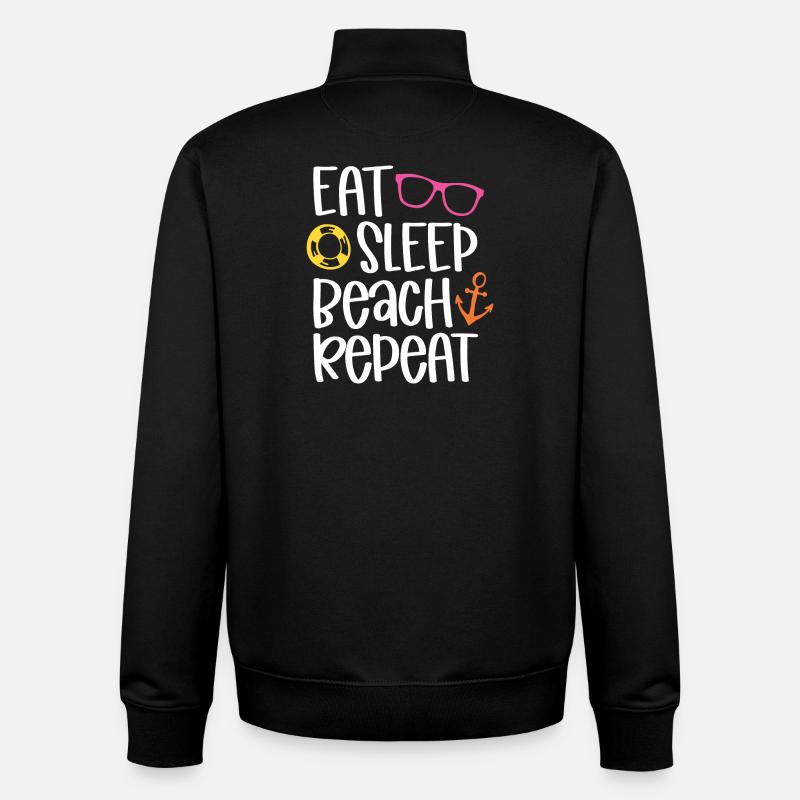 Eat Sleep Beach Repeat - Unisex Organic Zip Sweatshirt by Stanley/Stella - black