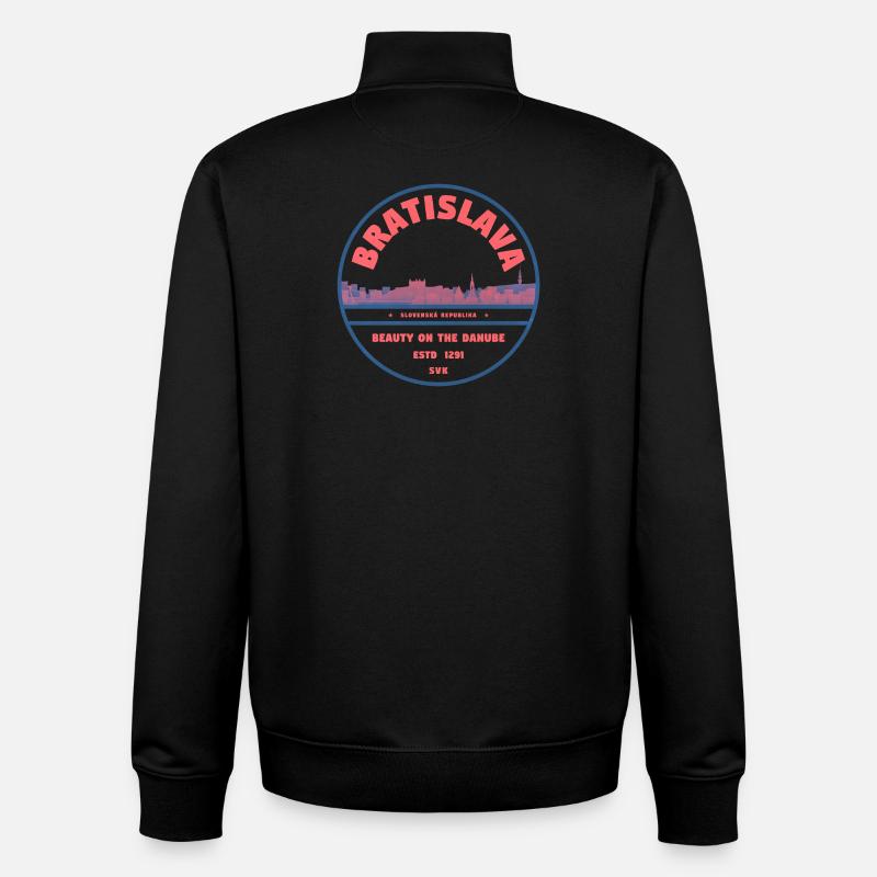Bratislava Skyline Danube - Sweat zippé unisexe en coton bio Stanley/Stella - noir