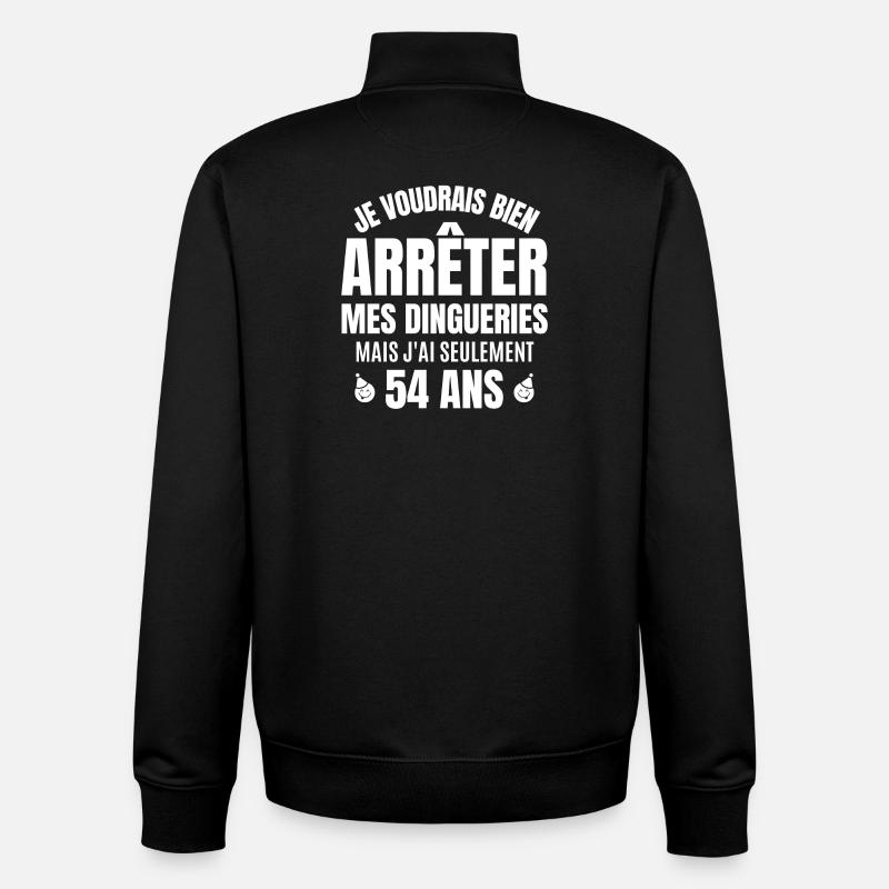 anniversaire 54 ans, anniversaire - Sweat zippé unisexe en coton bio Stanley/Stella - noir