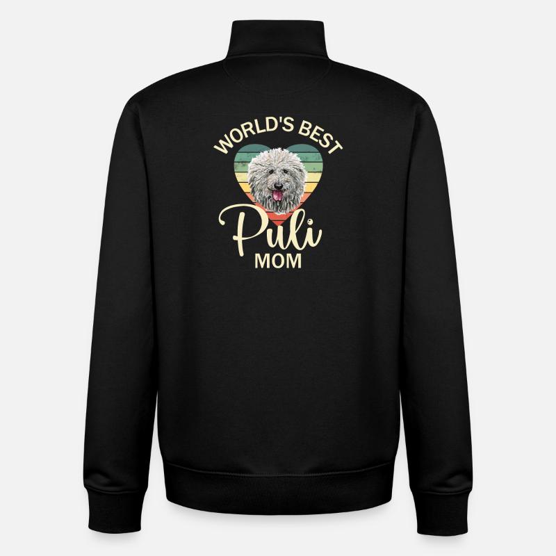 Chien Puli - Sweat zippé unisexe en coton bio Stanley/Stella - noir