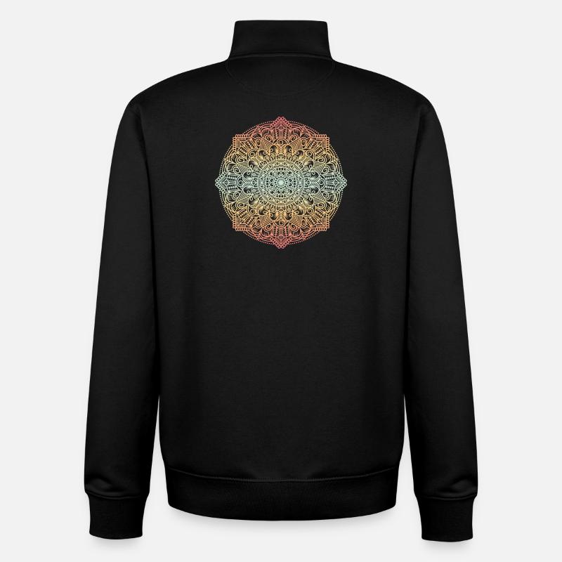 Mandala - Sweat zippé unisexe en coton bio Stanley/Stella - noir