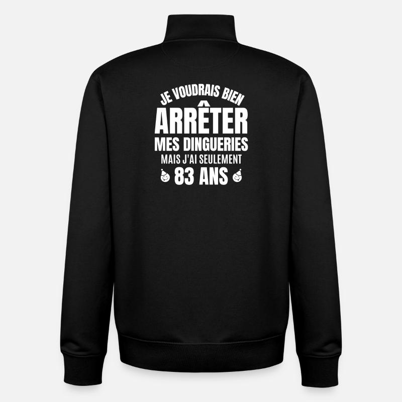 anniversaire 83 ans, anniversaire - Sweat zippé unisexe en coton bio Stanley/Stella - noir