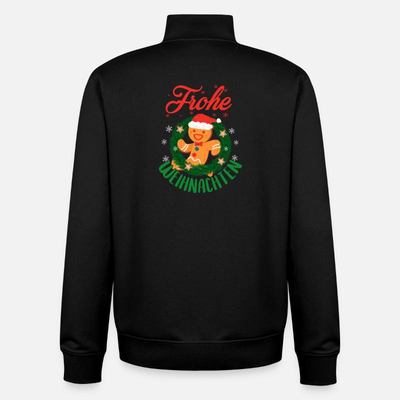 Fröhliche Weihnachten Lebkuchenmann Kranz - Unisex Organic Zip Sweatshirt von Stanley/Stella - Schwarz