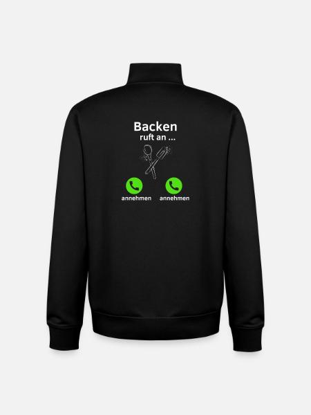 Backen ruft an - annehmen oder annehmen? - Unisex Organic Zip Sweatshirt von Stanley/Stella - Schwarz