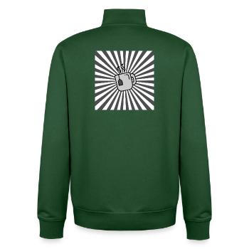 Sunburst Tea tasse de thé gris blanc-lever de soleil - Sweat zippé unisexe en coton bio Stanley/Stella - vert bouteille - Dos - AI Model Male 185 dark (185cm)