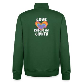 Egalité Amour Coeur Relation Lgbt - Sweat zippé unisexe en coton bio Stanley/Stella - vert bouteille - Dos - AI Model Male 185 dark (185cm)