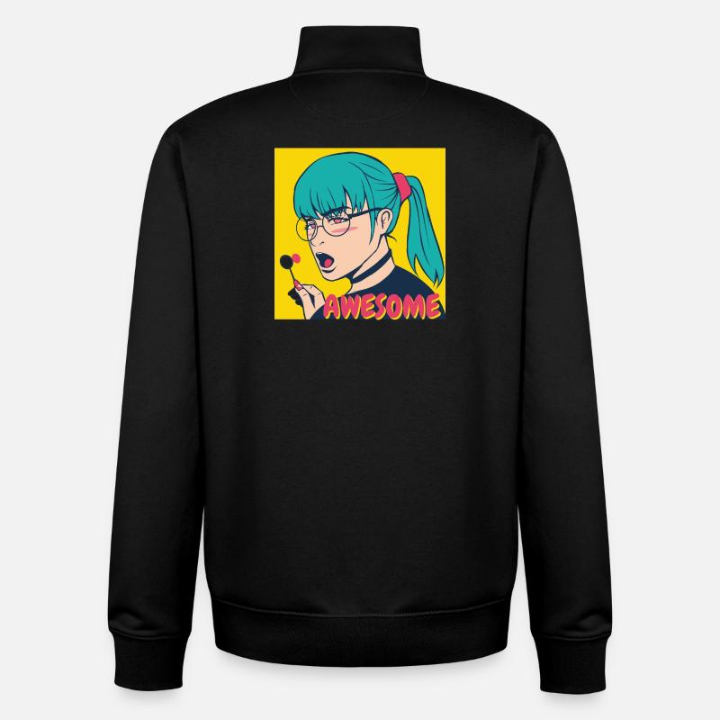 Teal Haar Pop-Art Heldin - Unisex Organic Zip Sweatshirt von Stanley/Stella - Schwarz