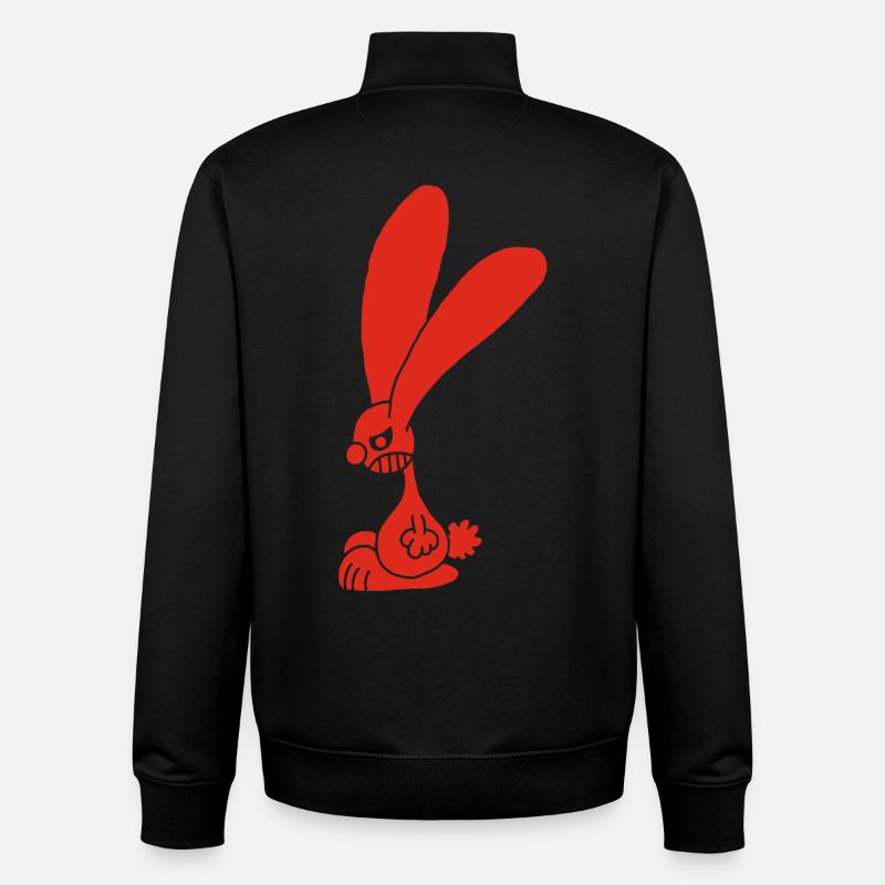 Grumpy red rabbit - Unisex Organic Zip Sweatshirt by Stanley/Stella - black