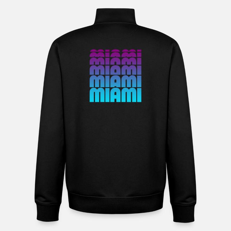 Grille de gradient de Miami - Sweat zippé unisexe en coton bio Stanley/Stella - noir