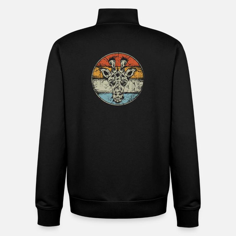 Girafe millésimée - Sweat zippé unisexe en coton bio Stanley/Stella - noir