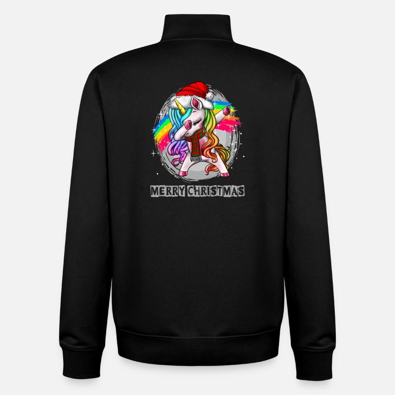 Dabbing Unicorn Weihnachten Spruch Einhorn - Unisex Organic Zip Sweatshirt von Stanley/Stella - Schwarz