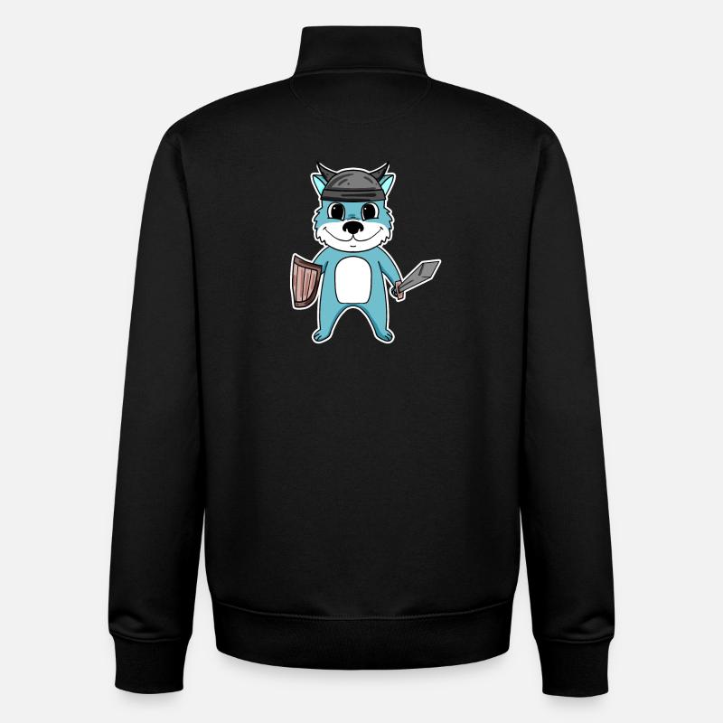 Loup viking - Sweat zippé unisexe en coton bio Stanley/Stella - noir