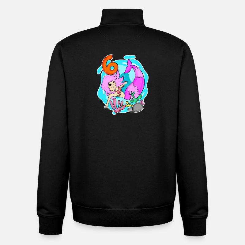 Fille 6 ans - Sirène - Sweat zippé unisexe en coton bio Stanley/Stella - noir