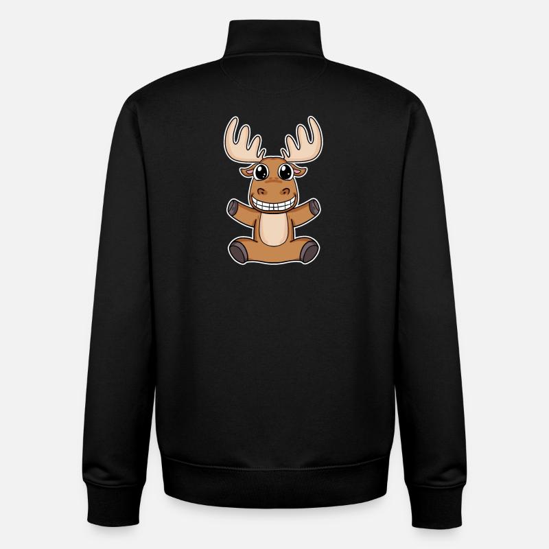 Cerf wapiti - Sweat zippé unisexe en coton bio Stanley/Stella - noir