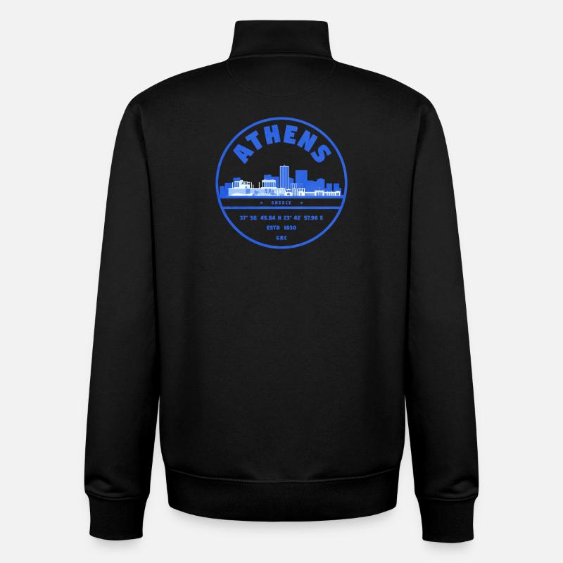 Timbre de la Skyline d’Athènes - Sweat zippé unisexe en coton bio Stanley/Stella - noir