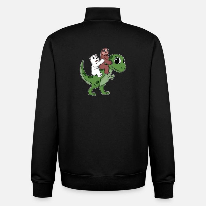 Dinosaure Dino Sloth Bear - Sweat zippé unisexe en coton bio Stanley/Stella - noir
