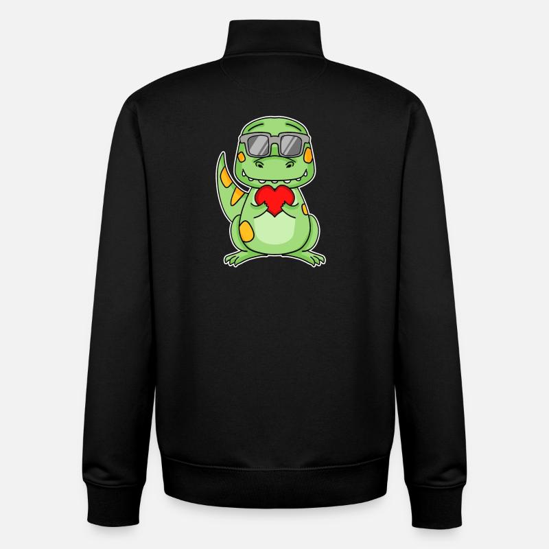Dinosaurs with Heart - Love Romantic - Unisex Organic Zip Sweatshirt by Stanley/Stella - black