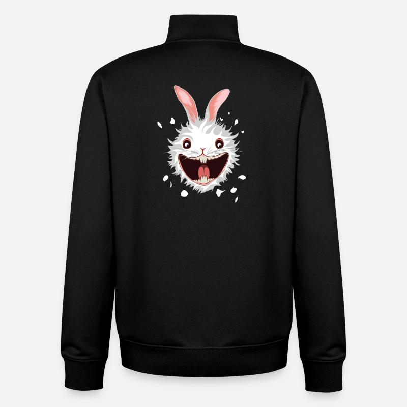 White Rabbit Head - Unisex Organic Zip Sweatshirt by Stanley/Stella - black