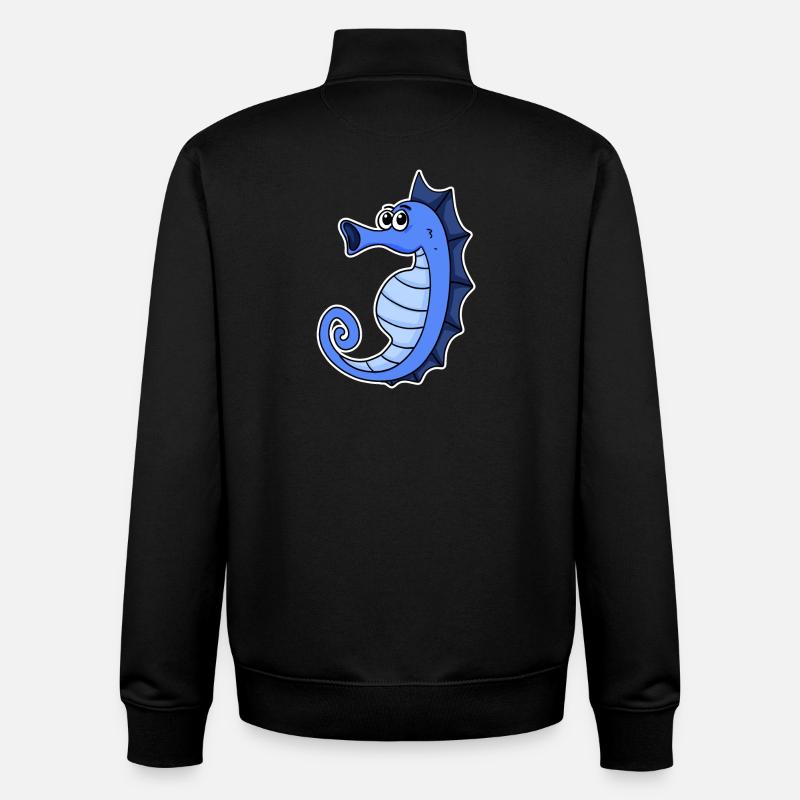 Bleu hippocampe - Sweat zippé unisexe en coton bio Stanley/Stella - noir
