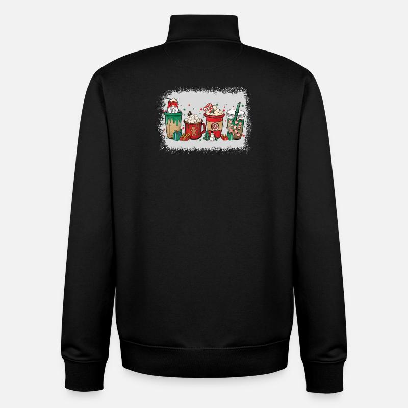Christmas coffee cup bleached - Unisex Organic Zip Sweatshirt by Stanley/Stella - black