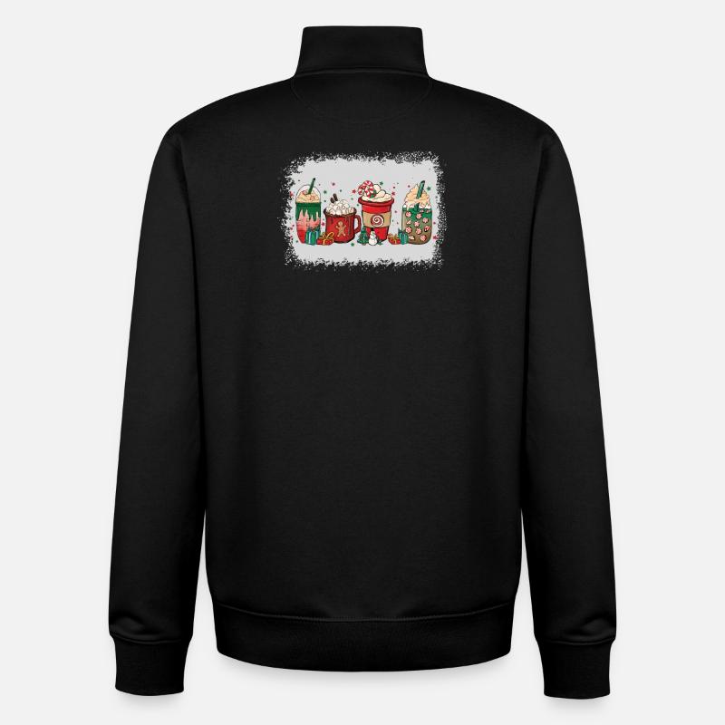 Christmas coffee cup bleached - Unisex Organic Zip Sweatshirt by Stanley/Stella - black
