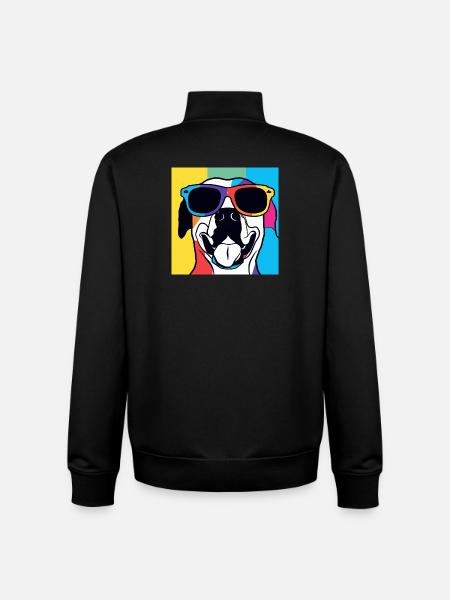 Vibrant Sunglass Pup Pop Art - Unisex Organic Zip Sweatshirt by Stanley/Stella - black